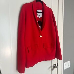 NVLT Red Blazer Classic Knit Suit Jacket